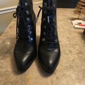 Adrienne Vittadini Black Lace-Up Boots